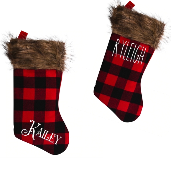 Personalized Buffalo Plaid Stockings | Christmas - Picture 2 of 3